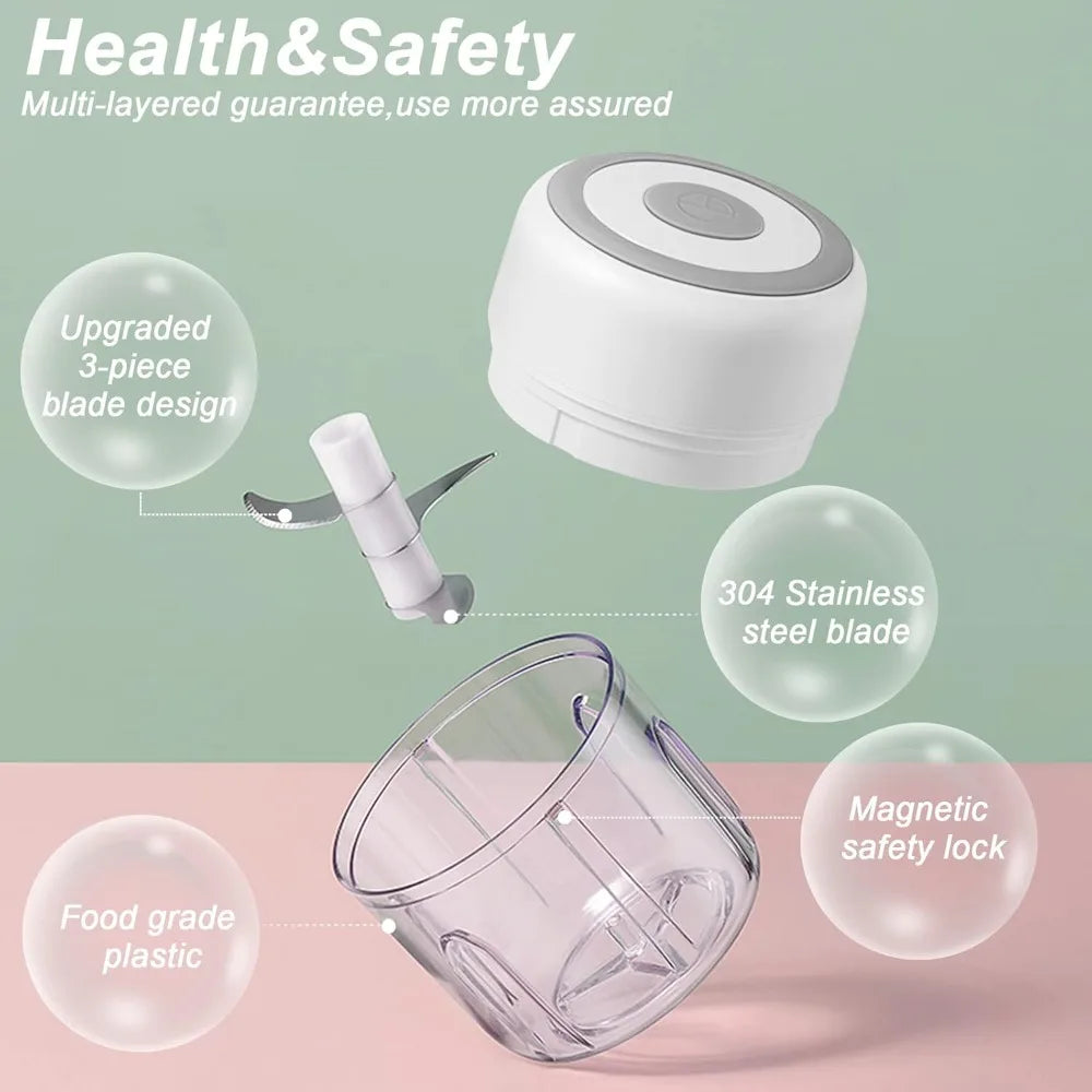 Electric Garlic Chopper — Mini USB Rechargeable Food Processor for Garlic, Onion, Veggies & Nuts