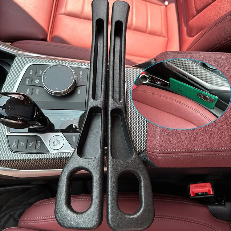Car Seat Gap Organizer (2-Pack) — Leather Seat Filler & Catcher with Cup Holder, Stops Dropped Items