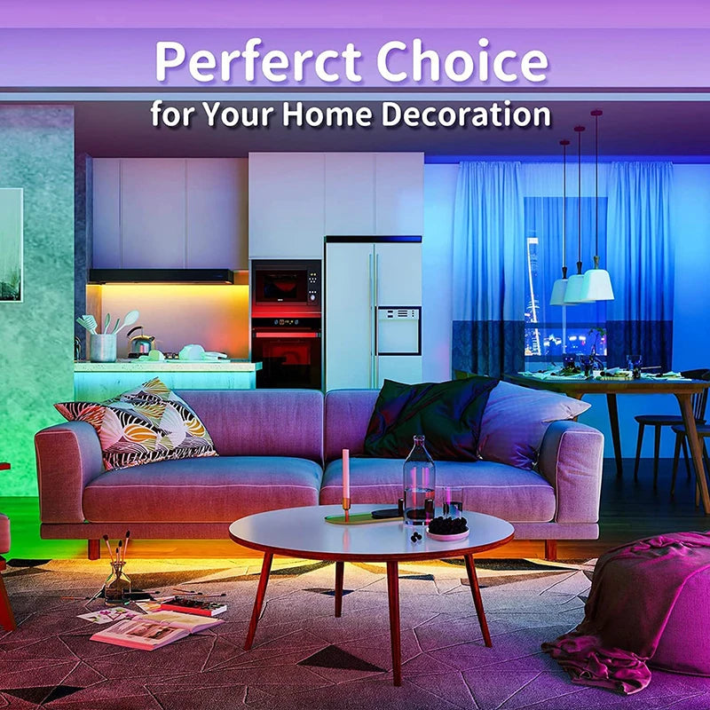 RGB LED Strip Lights — App & Remote Color-Changing Lights with Music Sync, for Bedroom, Gaming & TV