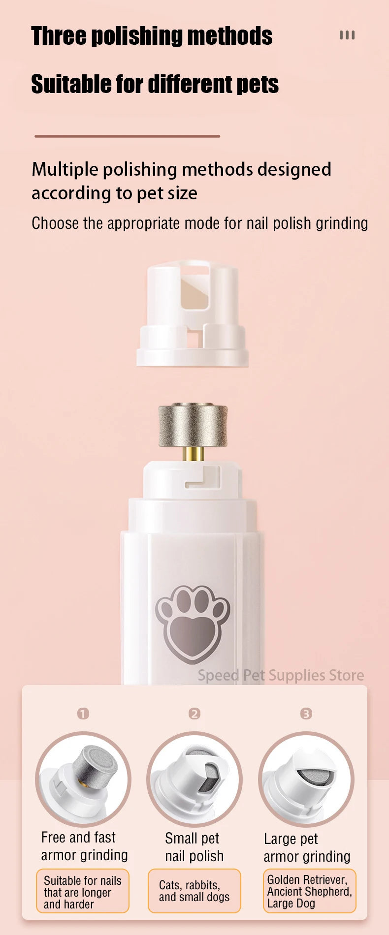 Electric Pet Nail Grinder — Rechargeable Quiet Dog & Cat Nail Trimmer for Painless Paw Grooming