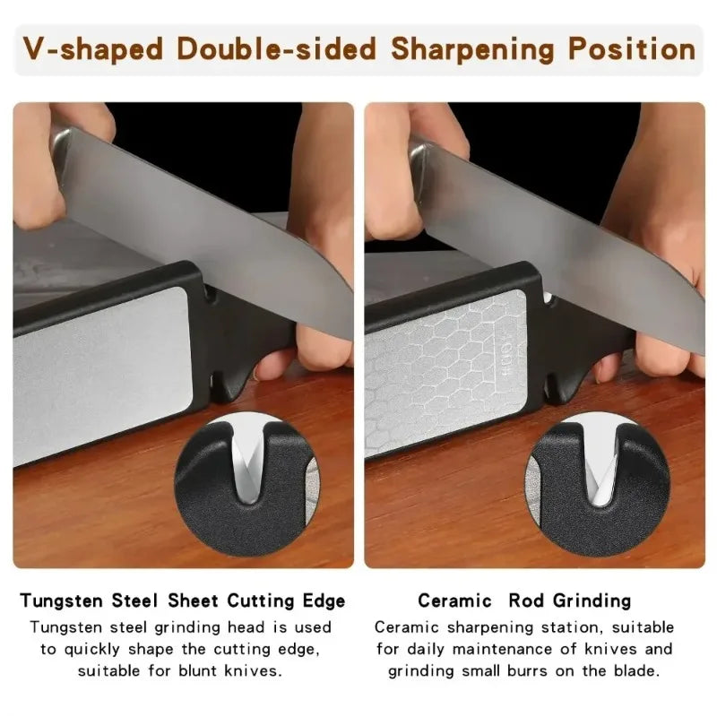 5-in-1 Knife Sharpener — Multi-Stage Manual Kitchen Knife & Scissor Sharpener with Non-Slip Base