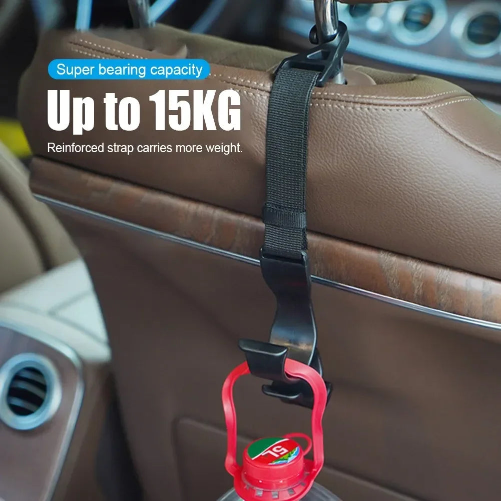 Car Back Seat Hooks (2-Pack) — Headrest Hangers for Bags, Groceries, Purses & More, Non-Slip