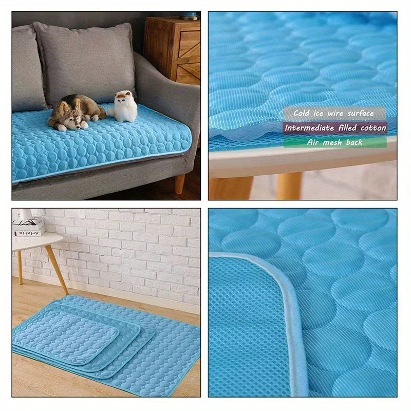 Pet Cooling Mat — Self-Cooling Gel Pad for Dogs & Cats, Pressure-Activated, Washable, Multiple Sizes