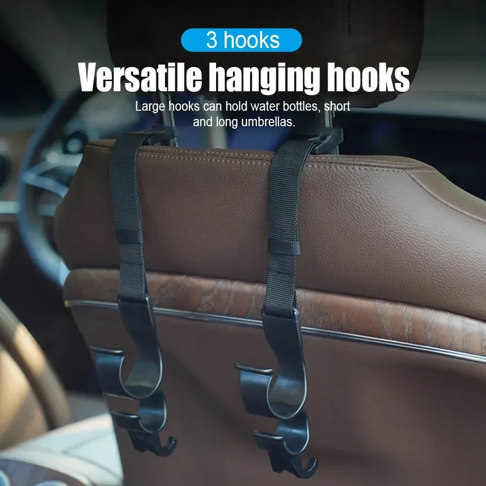 Car Back Seat Hooks (2-Pack) — Headrest Hangers for Bags, Groceries, Purses & More, Non-Slip