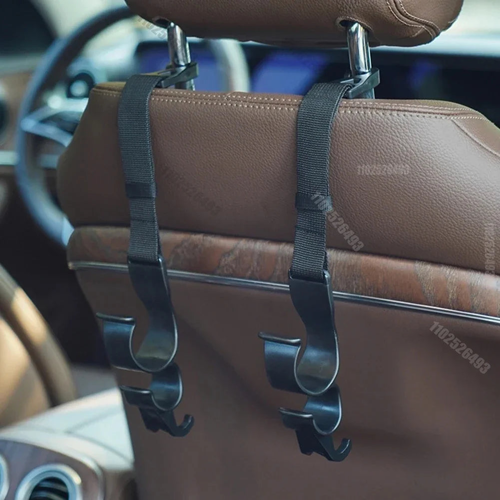 Car Back Seat Hooks (2-Pack) — Headrest Hangers for Bags, Groceries, Purses & More, Non-Slip