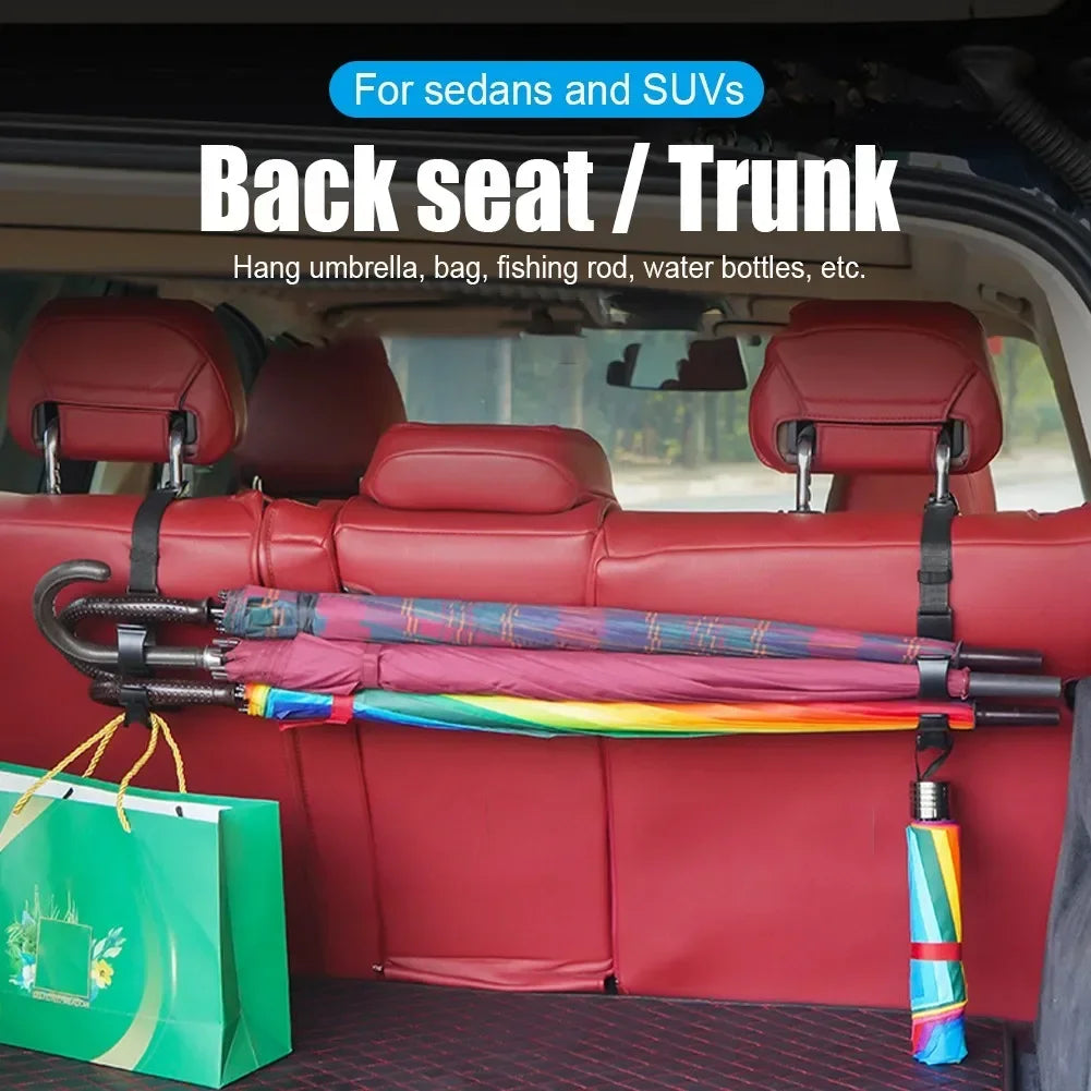 Car Back Seat Hooks (2-Pack) — Headrest Hangers for Bags, Groceries, Purses & More, Non-Slip