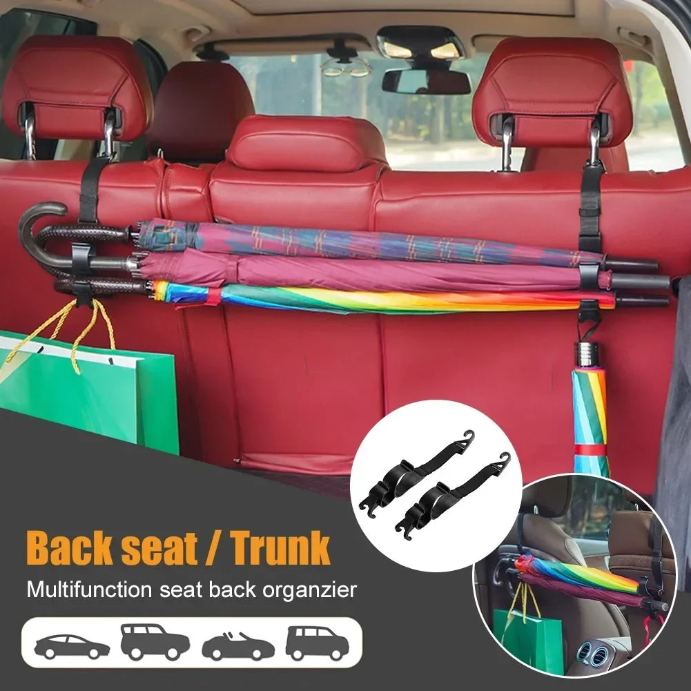 Car Back Seat Hooks (2-Pack) — Headrest Hangers for Bags, Groceries, Purses & More, Non-Slip
