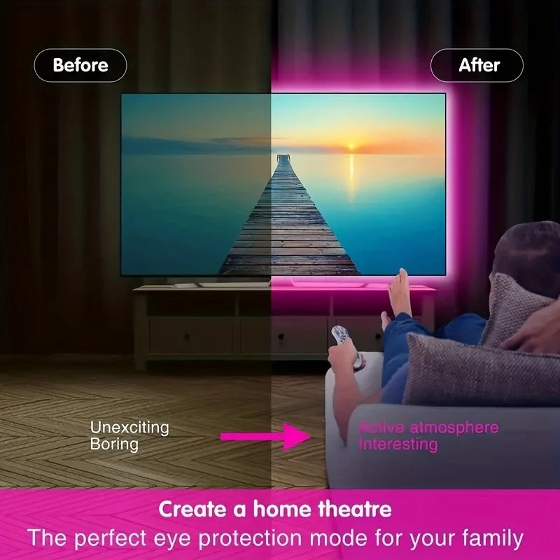 RGB LED Strip Lights — App & Remote Color-Changing Lights with Music Sync, for Bedroom, Gaming & TV