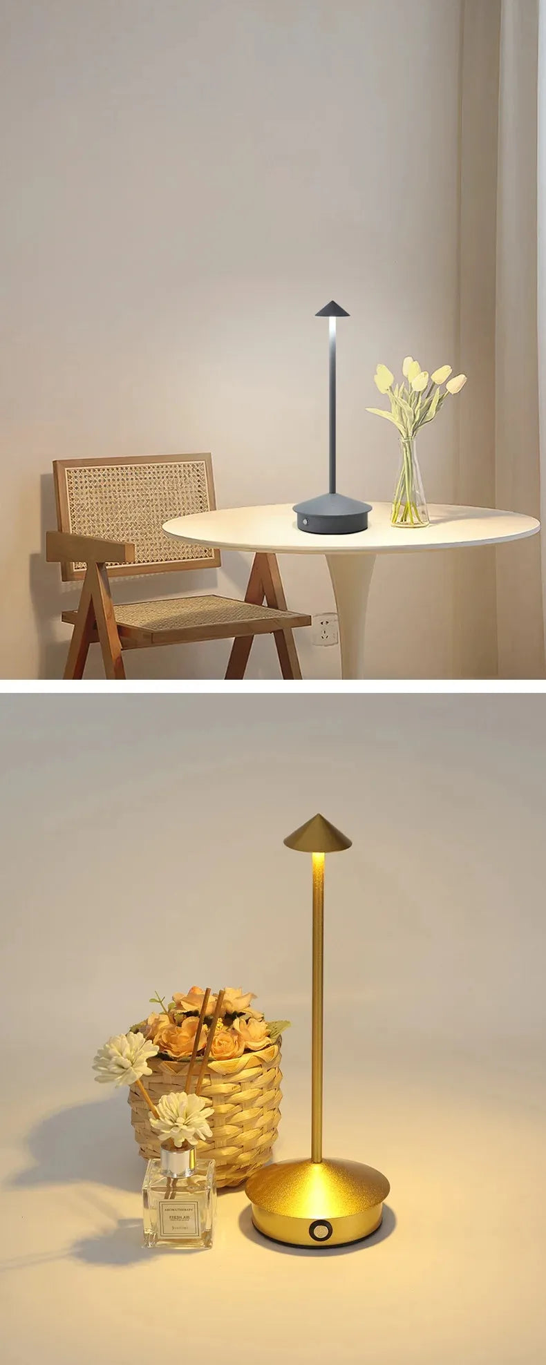 Rechargeable Table Lamp — Dimmable Cordless LED Bedside Lamp with Touch Control, for Bedroom & Dining