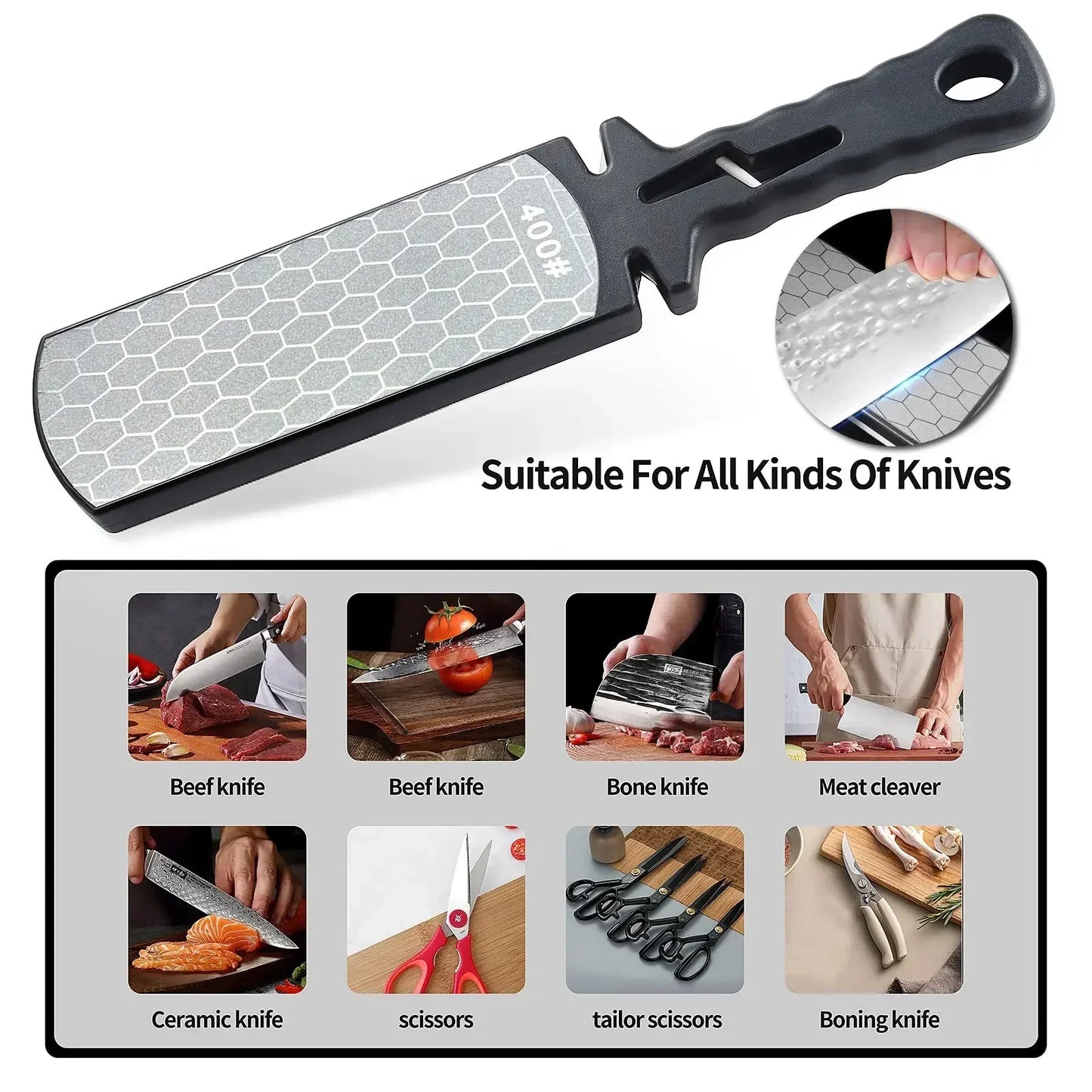 5-in-1 Knife Sharpener — Multi-Stage Manual Kitchen Knife & Scissor Sharpener with Non-Slip Base