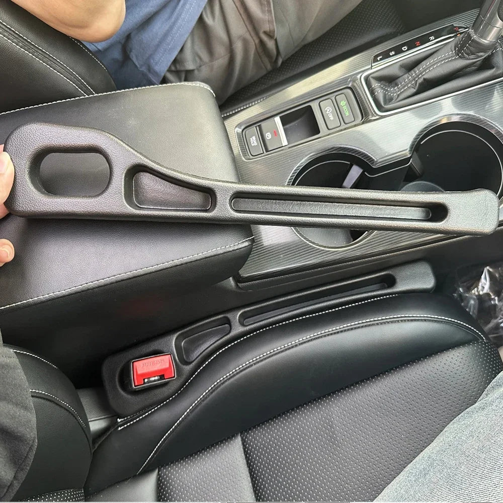 Car Seat Gap Organizer (2-Pack) — Leather Seat Filler & Catcher with Cup Holder, Stops Dropped Items