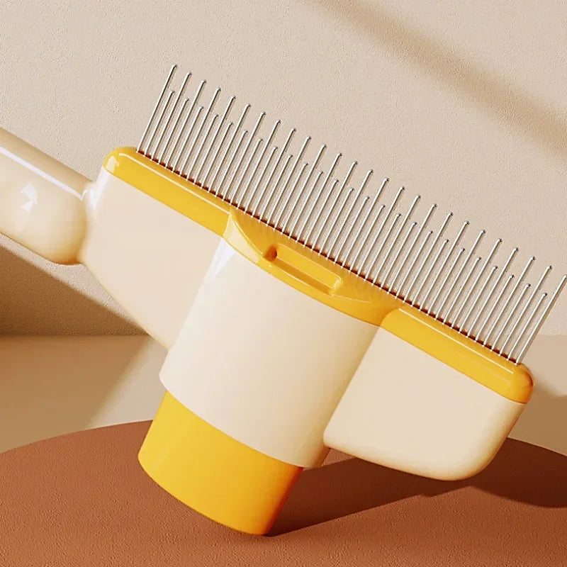 Self-Cleaning Dog & Cat Brush — Deshedding Slicker Grooming Brush with One-Click Hair Release