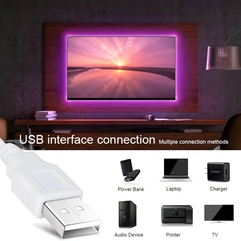 RGB LED Strip Lights — App & Remote Color-Changing Lights with Music Sync, for Bedroom, Gaming & TV