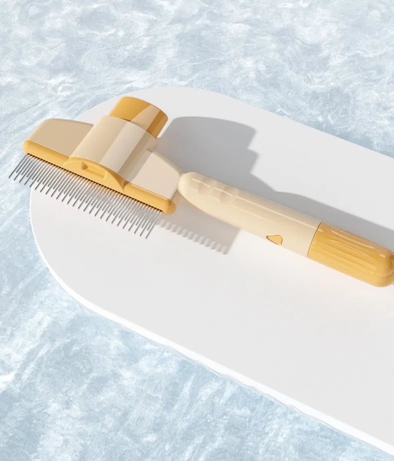 Self-Cleaning Dog & Cat Brush — Deshedding Slicker Grooming Brush with One-Click Hair Release