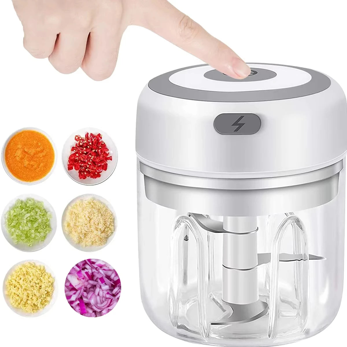 Electric Garlic Chopper — Mini USB Rechargeable Food Processor for Garlic, Onion, Veggies & Nuts