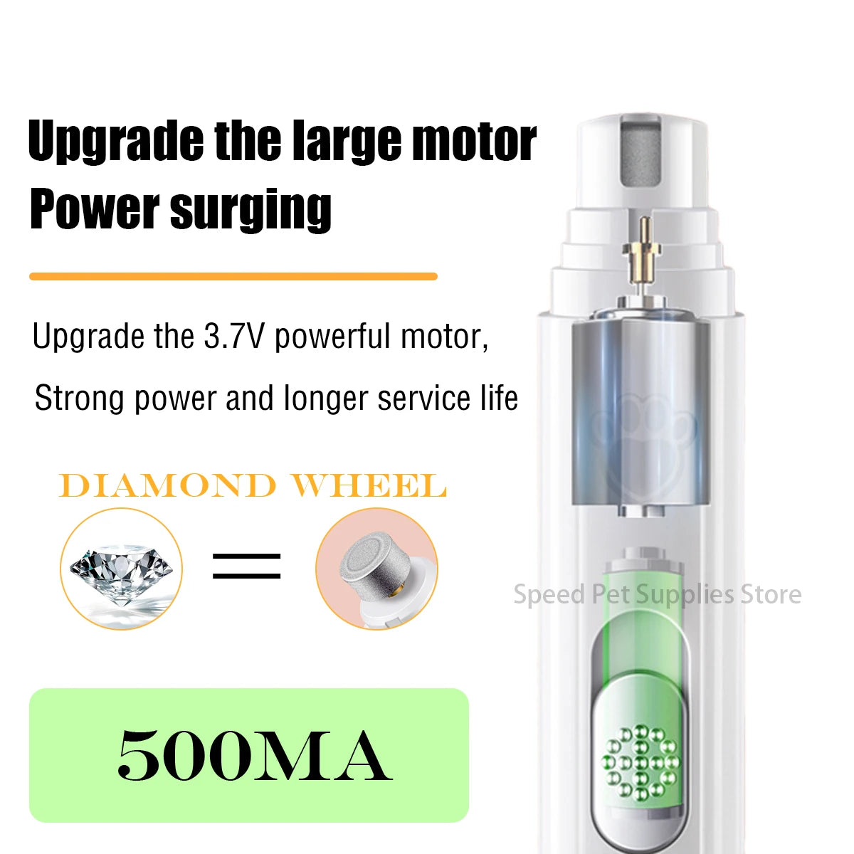 Electric Pet Nail Grinder — Rechargeable Quiet Dog & Cat Nail Trimmer for Painless Paw Grooming