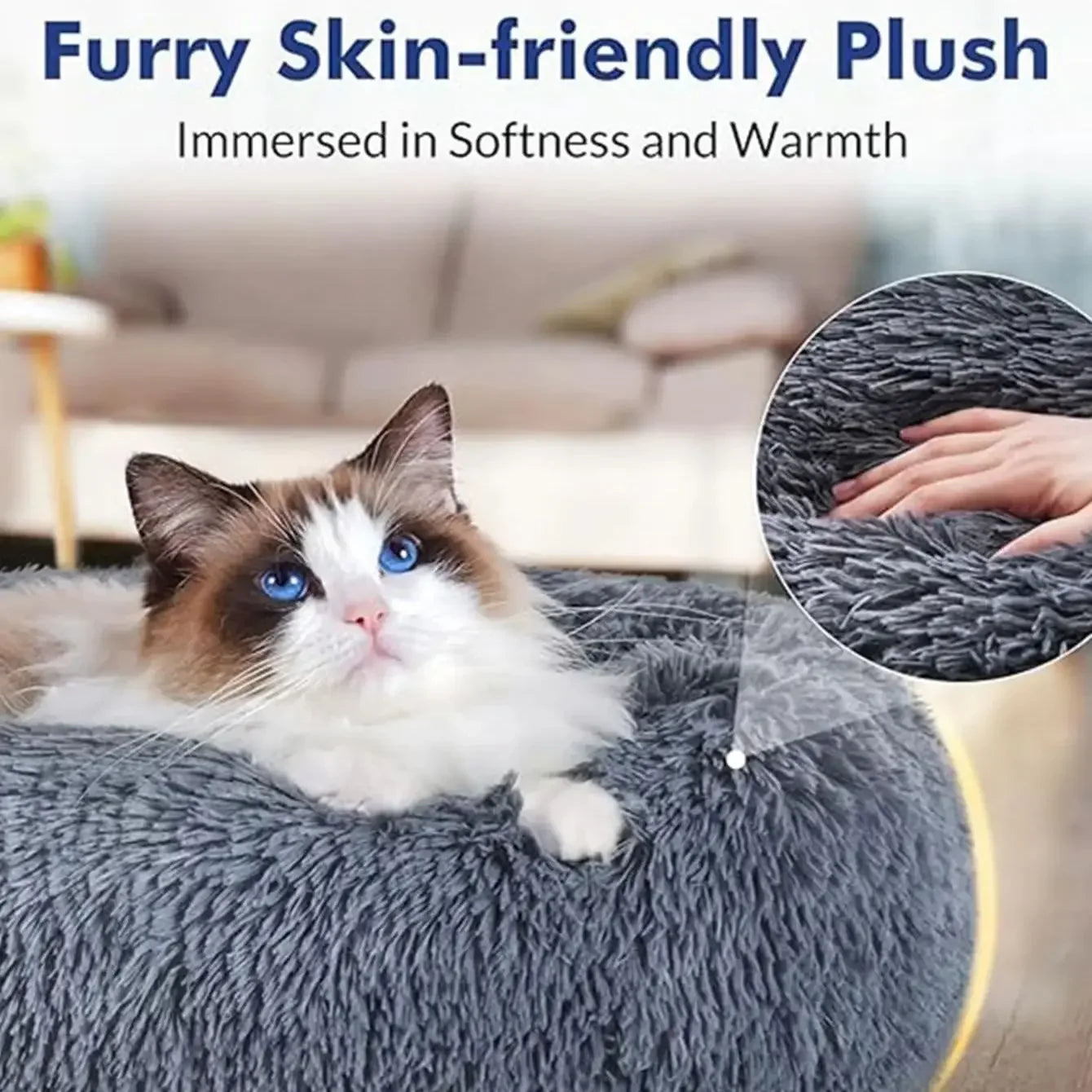 Calming Donut Dog Bed — Super Soft Plush Anti-Anxiety Pet Bed for Cats & Dogs, Multiple Sizes