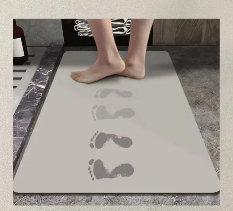 Diatomite Bath Mat — Super-Absorbent Fast-Drying Stone Mat, Non-Slip, for Bathroom & Shower
