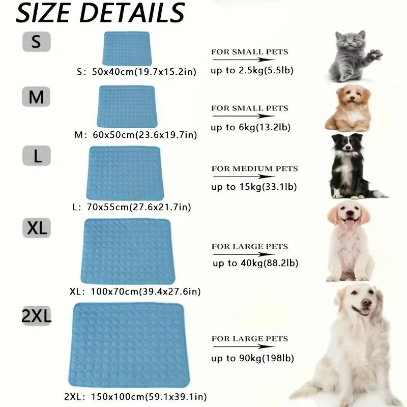 Pet Cooling Mat — Self-Cooling Gel Pad for Dogs & Cats, Pressure-Activated, Washable, Multiple Sizes