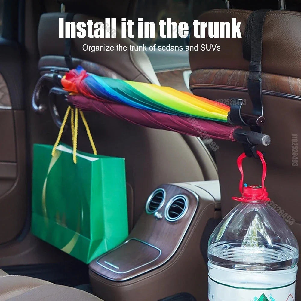 Car Back Seat Hooks (2-Pack) — Headrest Hangers for Bags, Groceries, Purses & More, Non-Slip