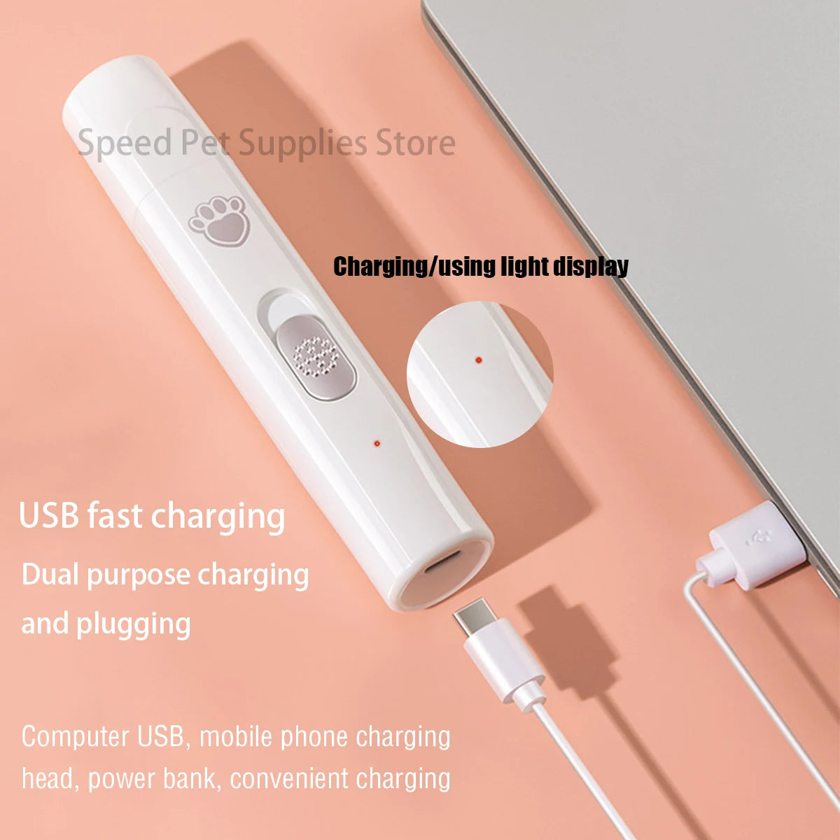 Electric Pet Nail Grinder — Rechargeable Quiet Dog & Cat Nail Trimmer for Painless Paw Grooming