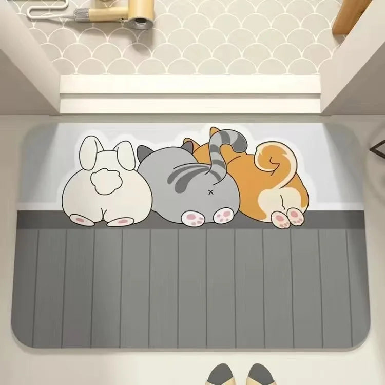 Diatomite Bath Mat — Super-Absorbent Fast-Drying Stone Mat, Non-Slip, for Bathroom & Shower