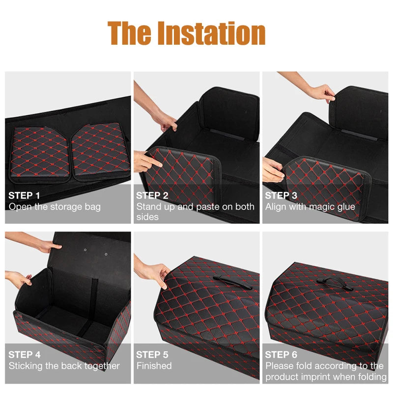Collapsible Car Trunk Organizer — Foldable Storage Box with Lid for SUV, Car & Truck Cargo