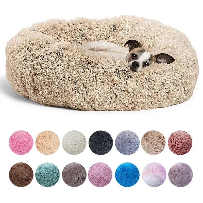 Calming Donut Dog Bed — Super Soft Plush Anti-Anxiety Pet Bed for Cats & Dogs, Multiple Sizes