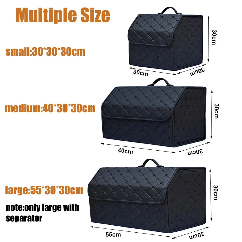 Collapsible Car Trunk Organizer — Foldable Storage Box with Lid for SUV, Car & Truck Cargo