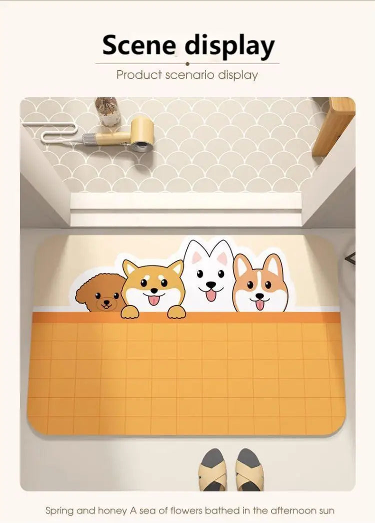 Diatomite Bath Mat — Super-Absorbent Fast-Drying Stone Mat, Non-Slip, for Bathroom & Shower