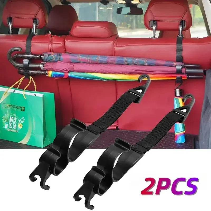 Car Back Seat Hooks (2-Pack) — Headrest Hangers for Bags, Groceries, Purses & More, Non-Slip