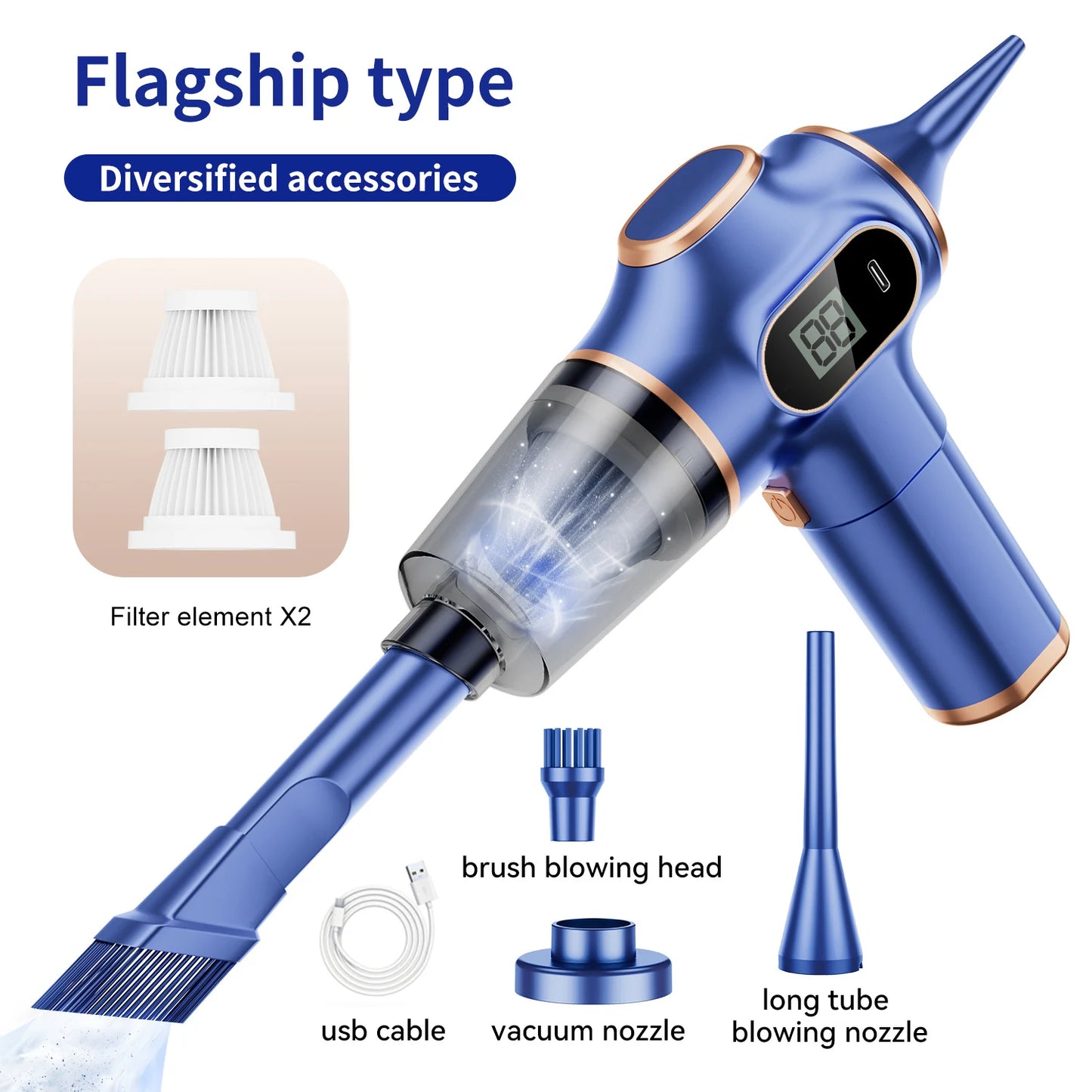 Cordless Car Vacuum Cleaner — Portable Handheld Auto Vacuum with Strong Suction, Rechargeable