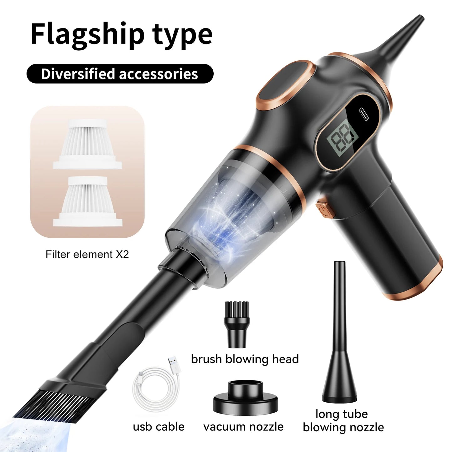Cordless Car Vacuum Cleaner — Portable Handheld Auto Vacuum with Strong Suction, Rechargeable