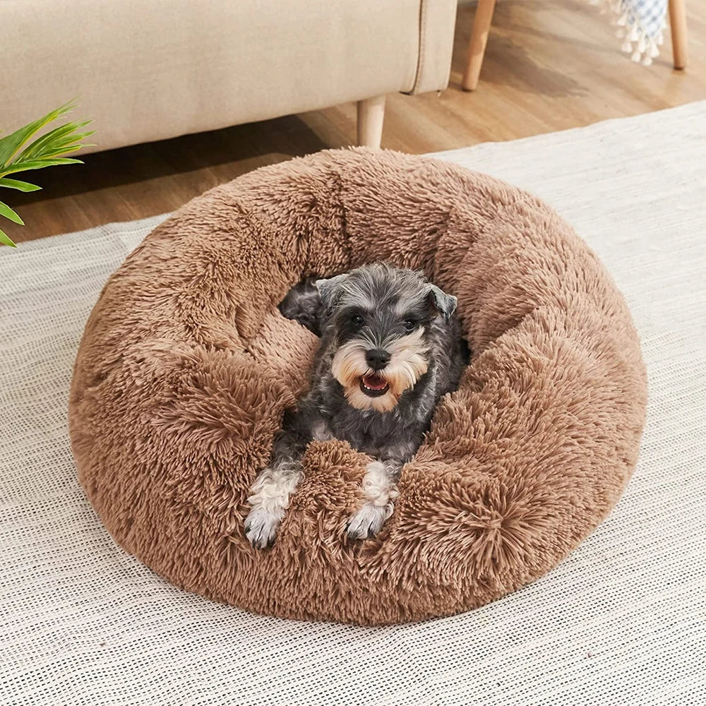 Calming Donut Dog Bed — Super Soft Plush Anti-Anxiety Pet Bed for Cats & Dogs, Multiple Sizes