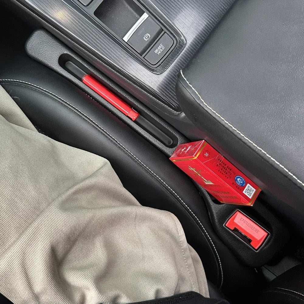 Car Seat Gap Organizer (2-Pack) — Leather Seat Filler & Catcher with Cup Holder, Stops Dropped Items
