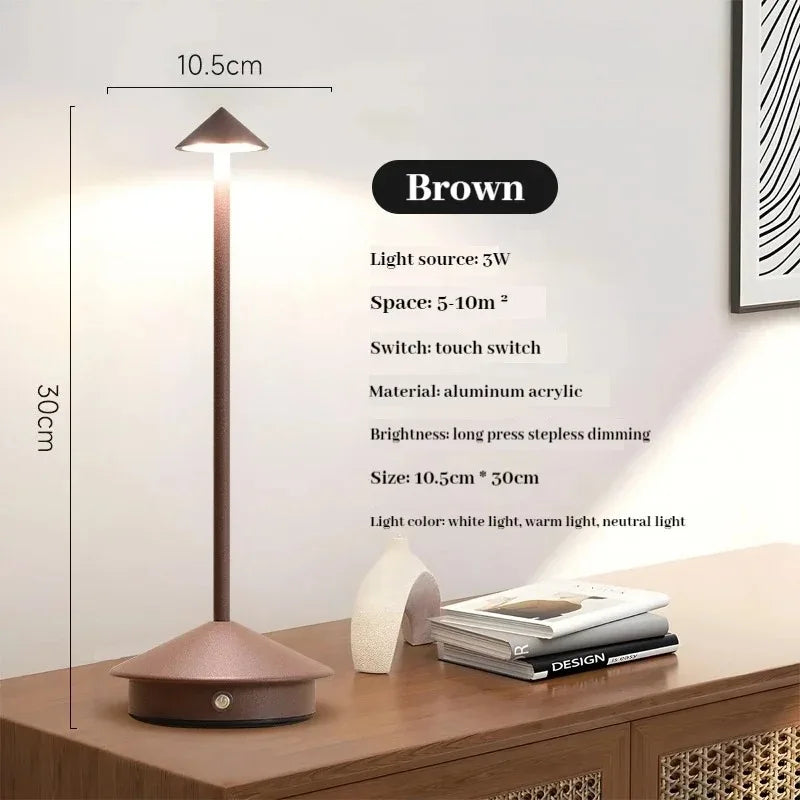 Rechargeable Table Lamp — Dimmable Cordless LED Bedside Lamp with Touch Control, for Bedroom & Dining