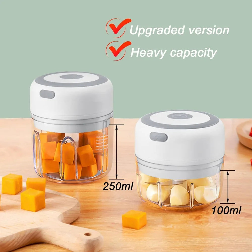 Electric Garlic Chopper — Mini USB Rechargeable Food Processor for Garlic, Onion, Veggies & Nuts