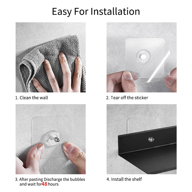 No-Drill Bathroom Shelf — Adhesive Wall-Mounted Storage Organizer for Bathroom & Kitchen, Punch-Free
