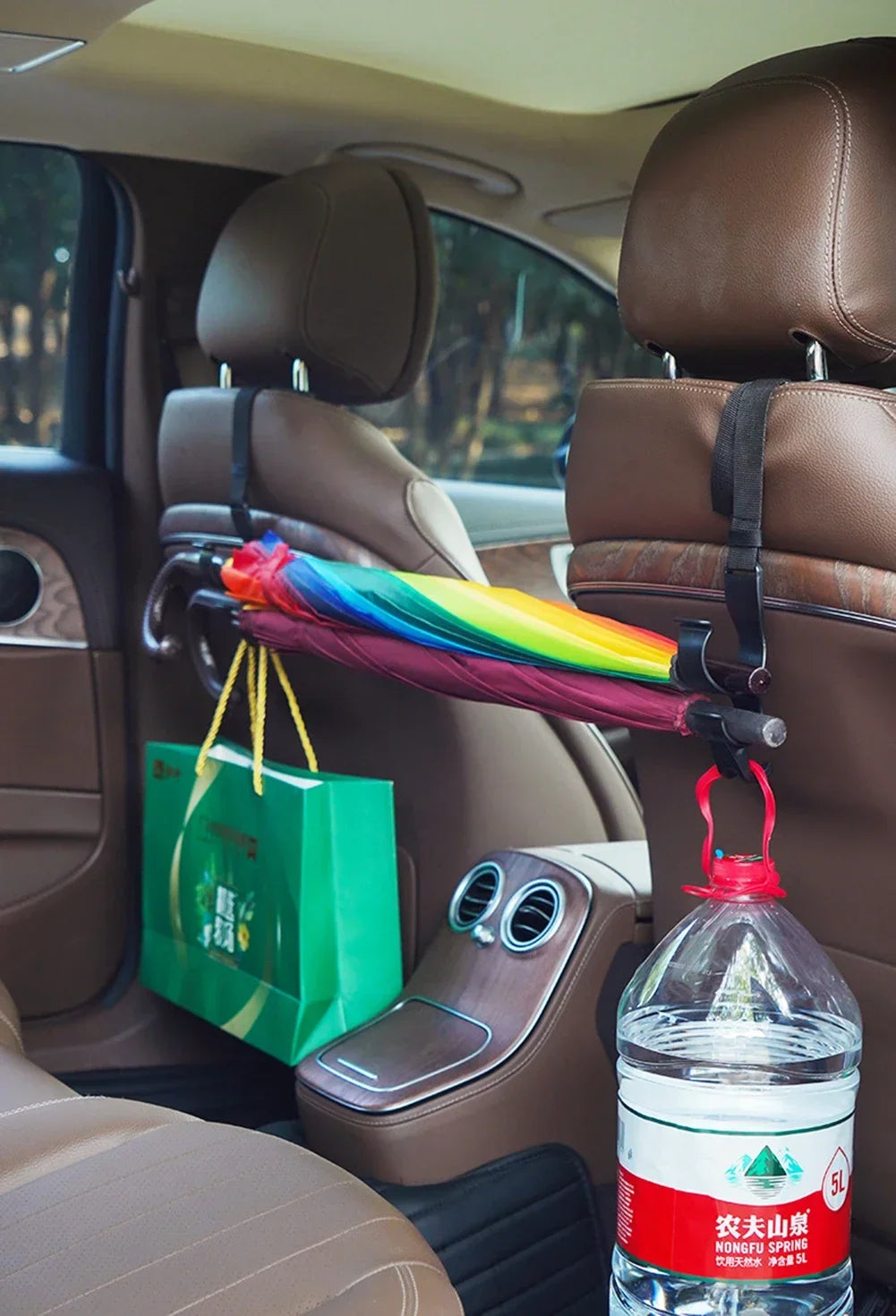 Car Back Seat Hooks (2-Pack) — Headrest Hangers for Bags, Groceries, Purses & More, Non-Slip