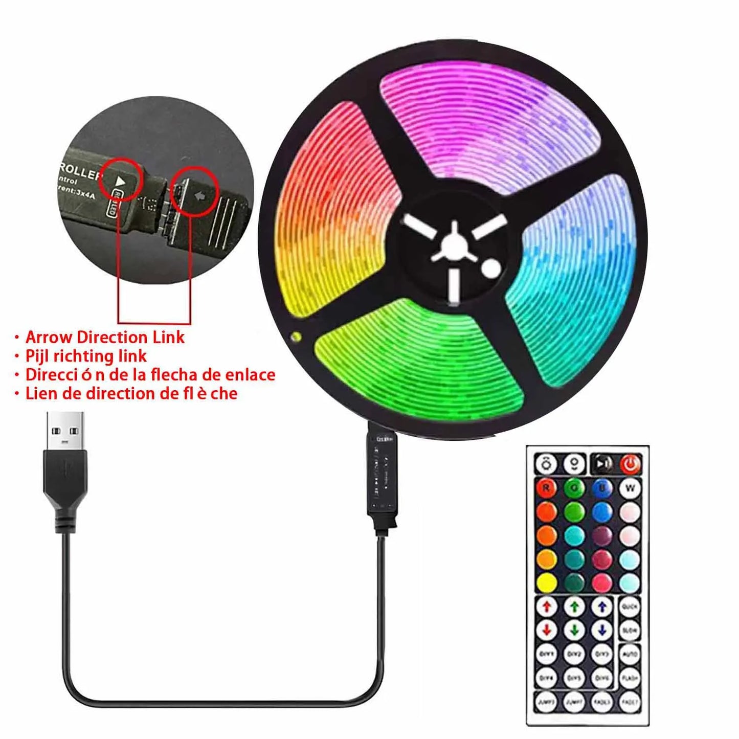 RGB LED Strip Lights — App & Remote Color-Changing Lights with Music Sync, for Bedroom, Gaming & TV