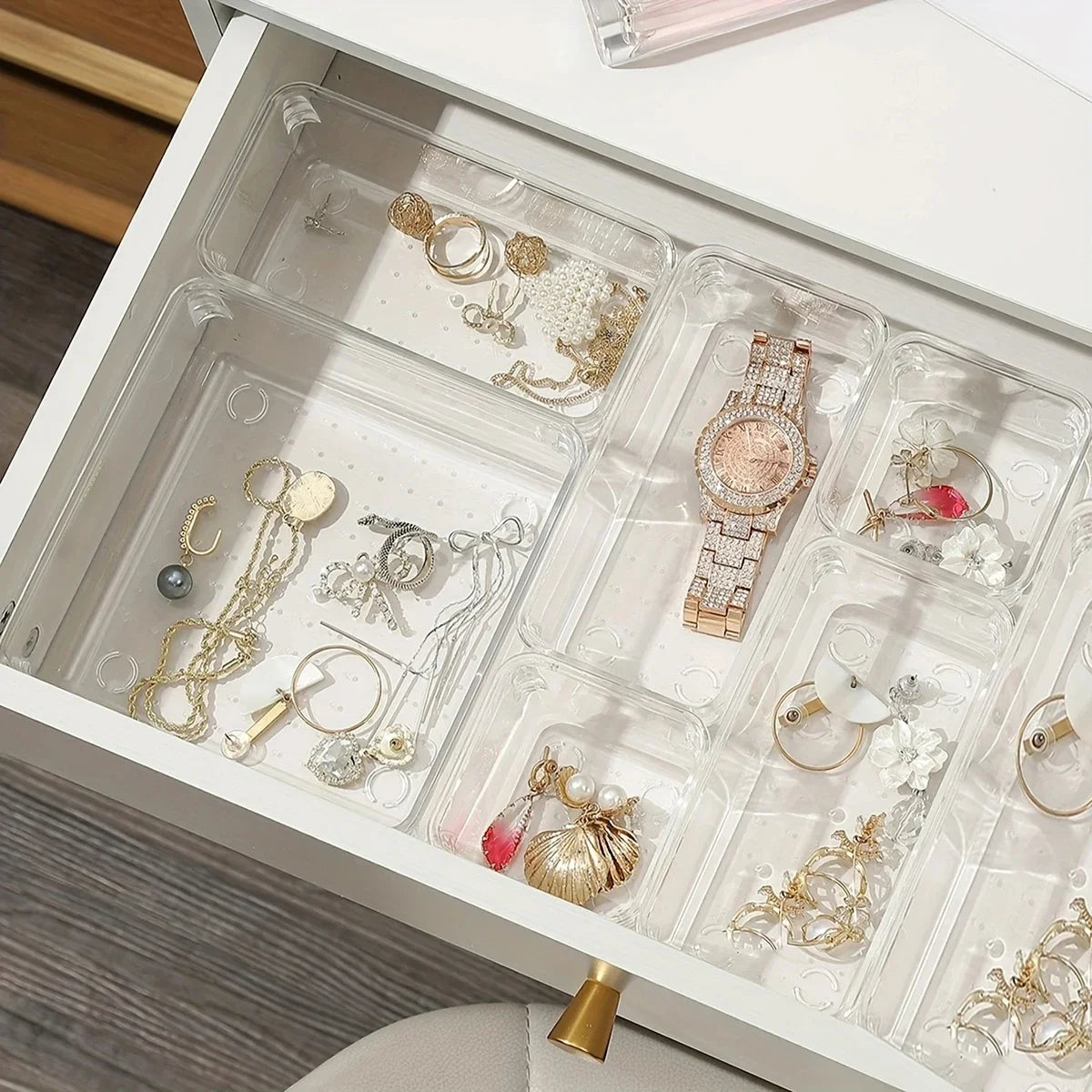 Drawer Organizer Set (7-Piece) — Adjustable Dividers & Bins for Dresser, Desk, Kitchen & Bathroom Drawers