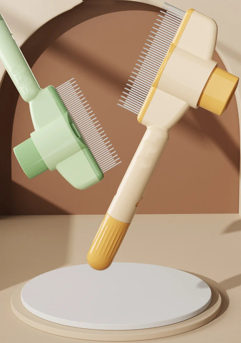 Self-Cleaning Dog & Cat Brush — Deshedding Slicker Grooming Brush with One-Click Hair Release