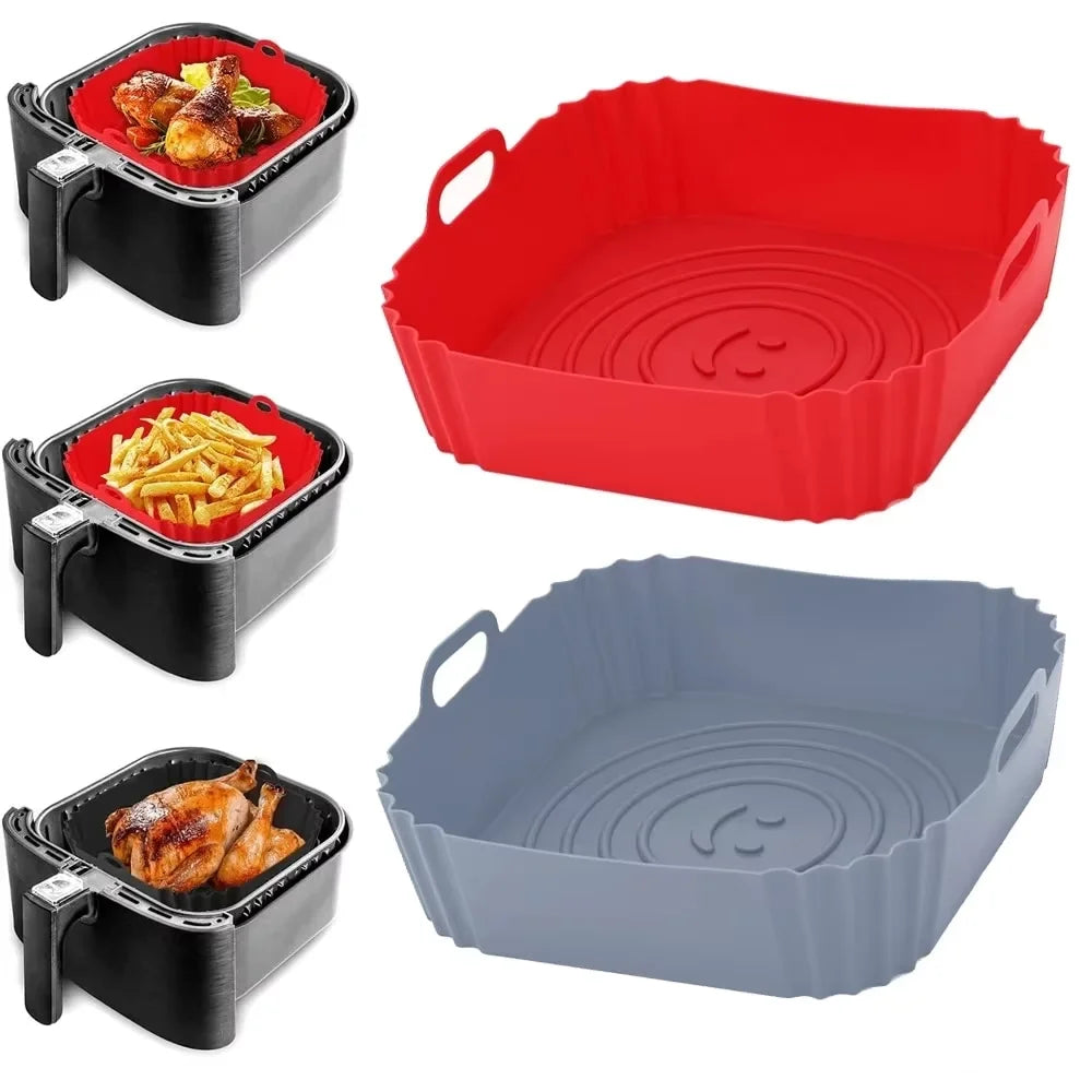 Reusable Air Fryer Liners — Non-Stick Silicone Air Fryer Basket Liner, Dishwasher Safe, Multiple Sizes
