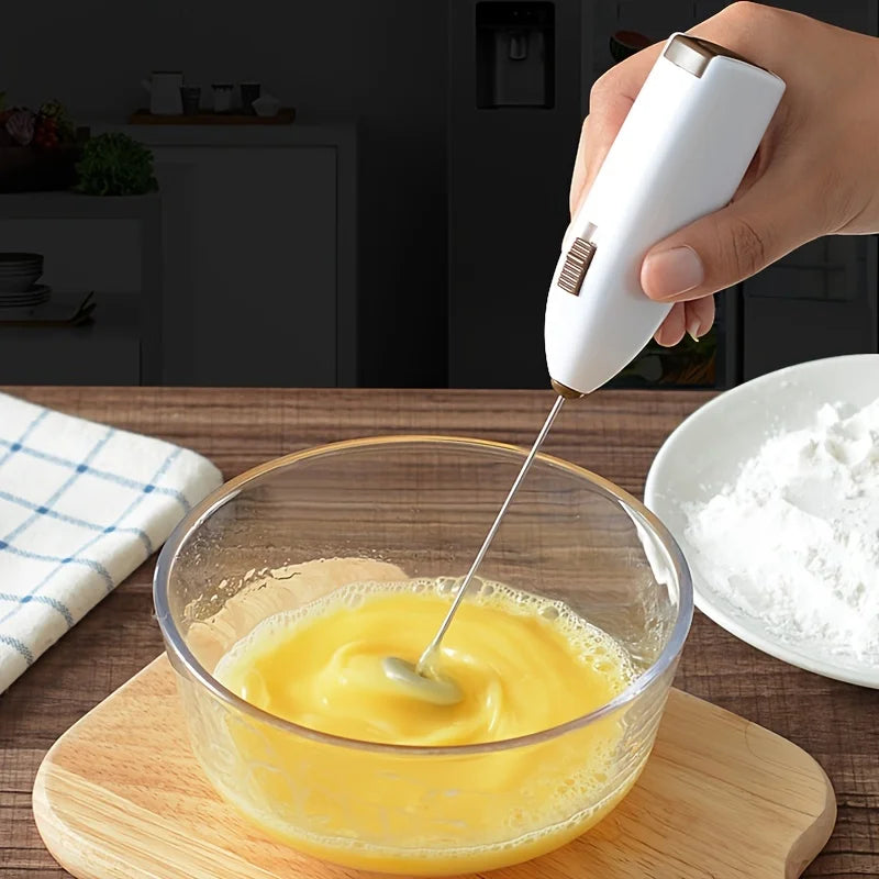 Electric Milk Frother — Handheld Rechargeable Foam Maker for Coffee, Lattes & Matcha, Stainless Whisk