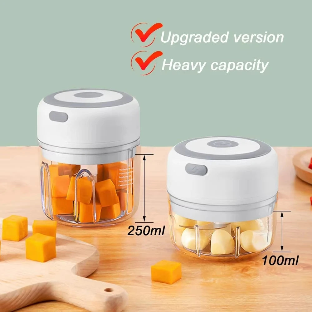 Electric Garlic Chopper — Mini USB Rechargeable Food Processor for Garlic, Onion, Veggies & Nuts