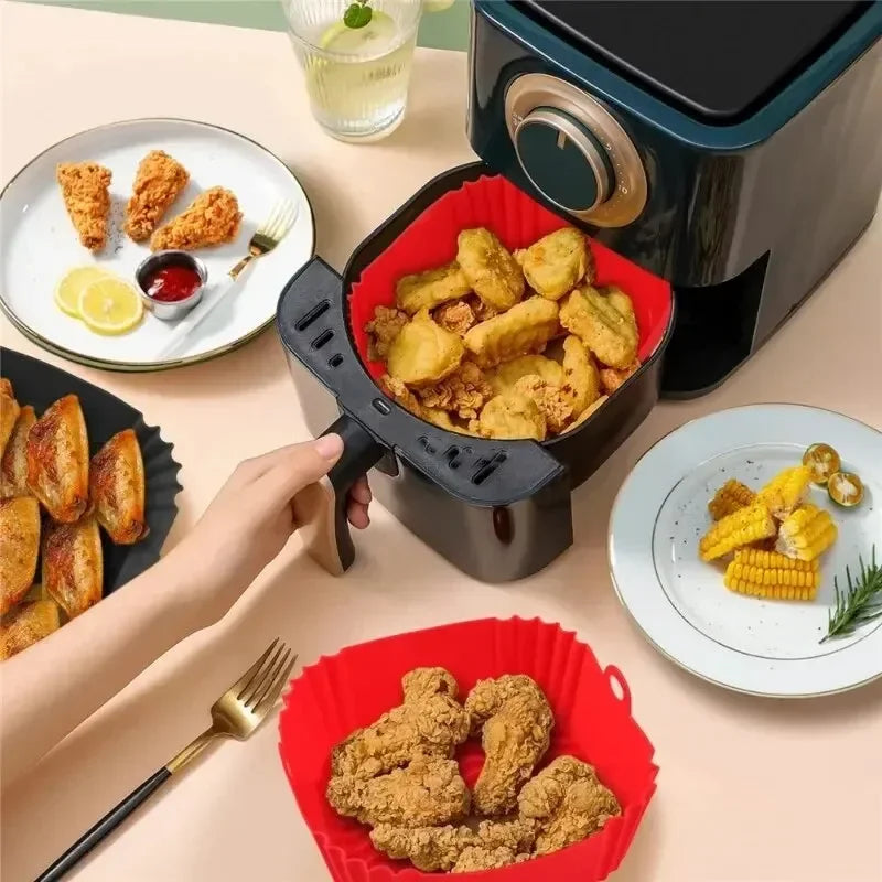 Reusable Air Fryer Liners — Non-Stick Silicone Air Fryer Basket Liner, Dishwasher Safe, Multiple Sizes