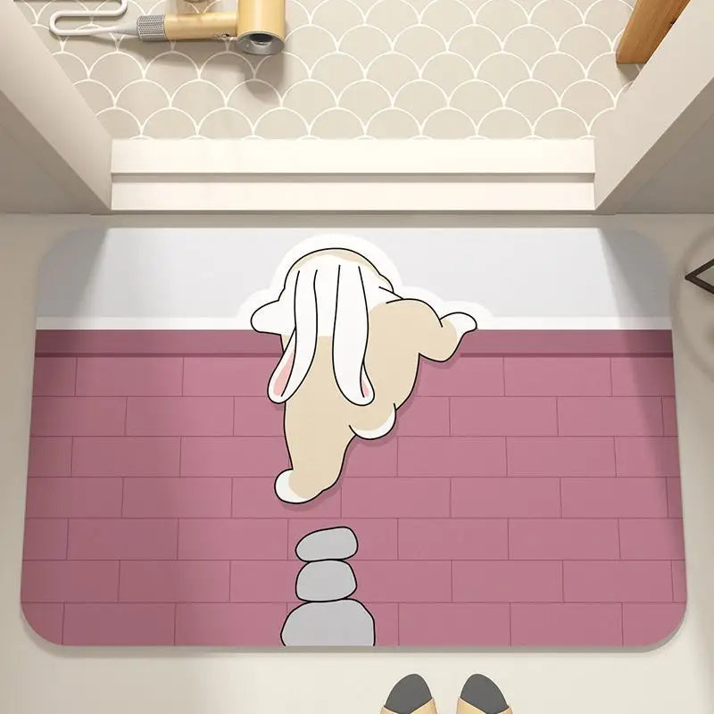 Diatomite Bath Mat — Super-Absorbent Fast-Drying Stone Mat, Non-Slip, for Bathroom & Shower