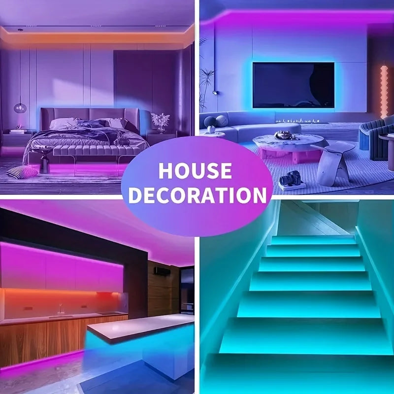 RGB LED Strip Lights — App & Remote Color-Changing Lights with Music Sync, for Bedroom, Gaming & TV