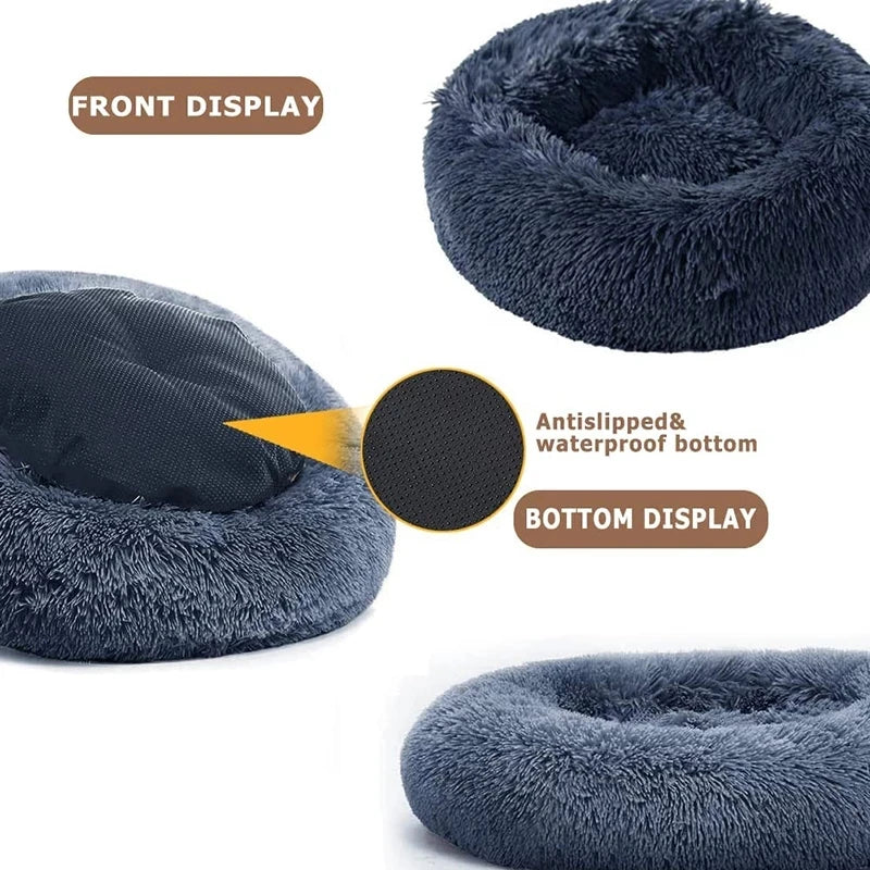 Calming Donut Dog Bed — Super Soft Plush Anti-Anxiety Pet Bed for Cats & Dogs, Multiple Sizes