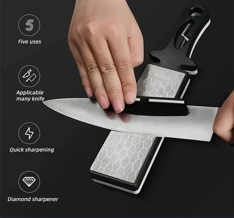 5-in-1 Knife Sharpener — Multi-Stage Manual Kitchen Knife & Scissor Sharpener with Non-Slip Base